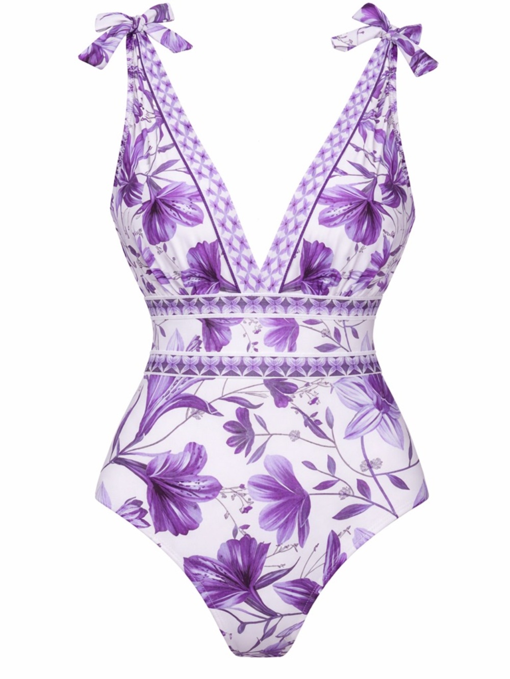 Purple Floral One-Piece Swimsuit